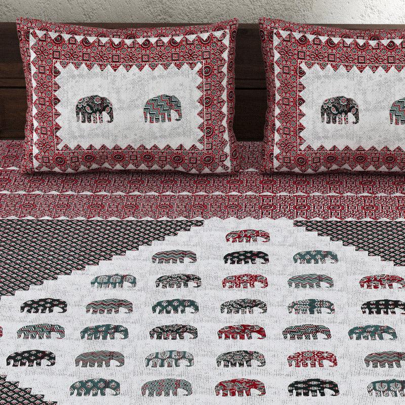 Buy Veena Gaja Ethnic Bedsheet - Violet & White Bedsheets from Vaaree