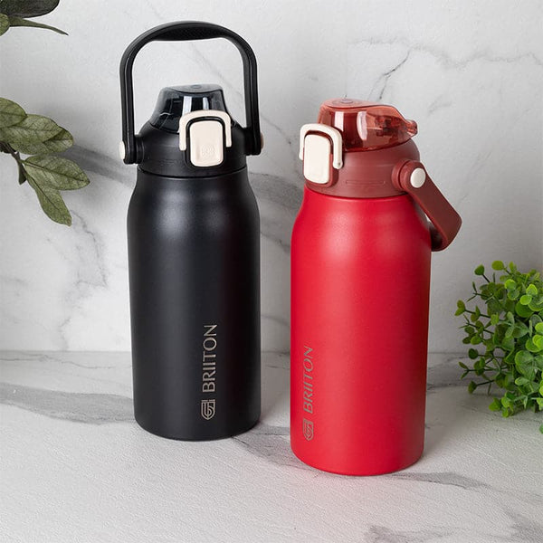Hydro Harmony 1300 ML Hot & Cold Thermos Water Bottle (Black & Red) - Set Of Two