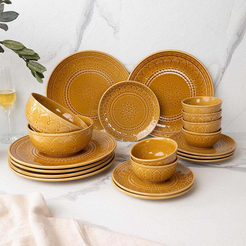 Buy Ekta Dinner Set (Yellow) - Twenty Piece Set Dinner Set from Vaaree