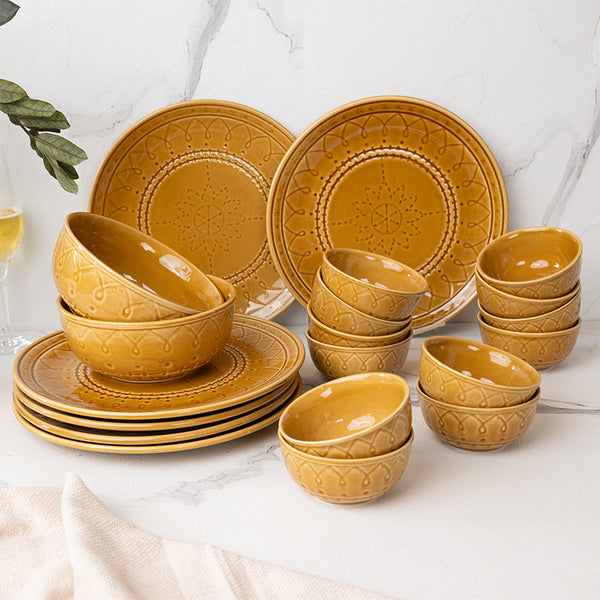 Dinner Set - Ekta Dinnerware (Yellow) - Twenty Piece Set