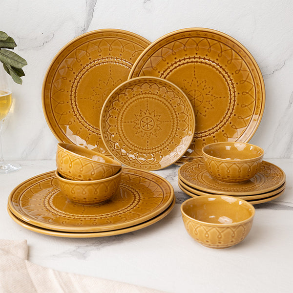 Dinner Set - Ekta Dinner Set (Yellow) - Twelve Piece Set