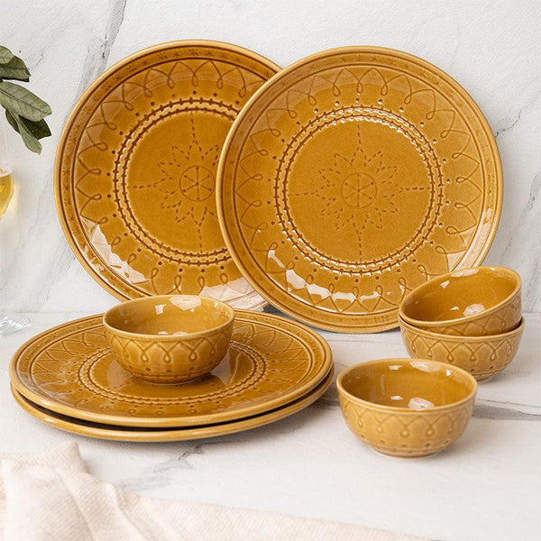 Dinner Set - Ekta Dinnerware (Yellow) - Eight Piece Set