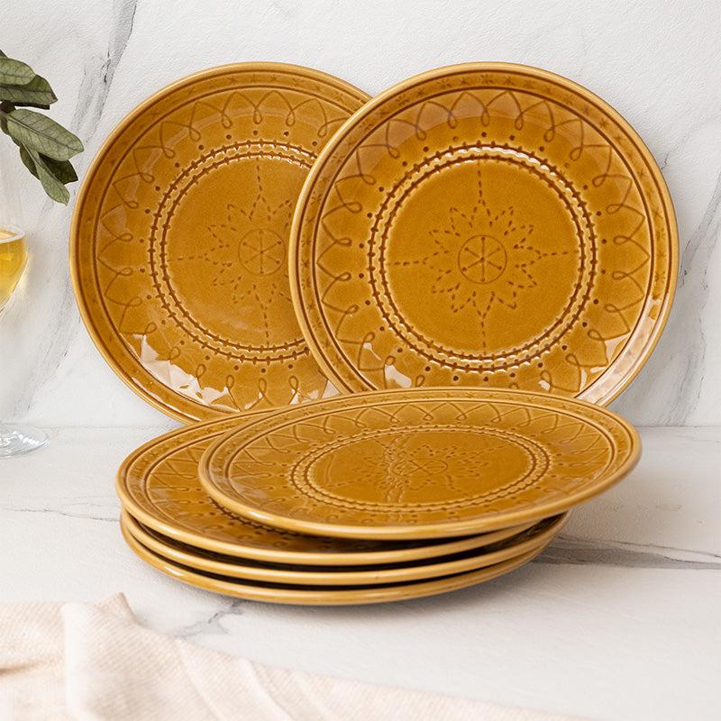 Buy Ekta Dinner Plate (Yellow) - Set Of Six Dinner Plate from Vaaree