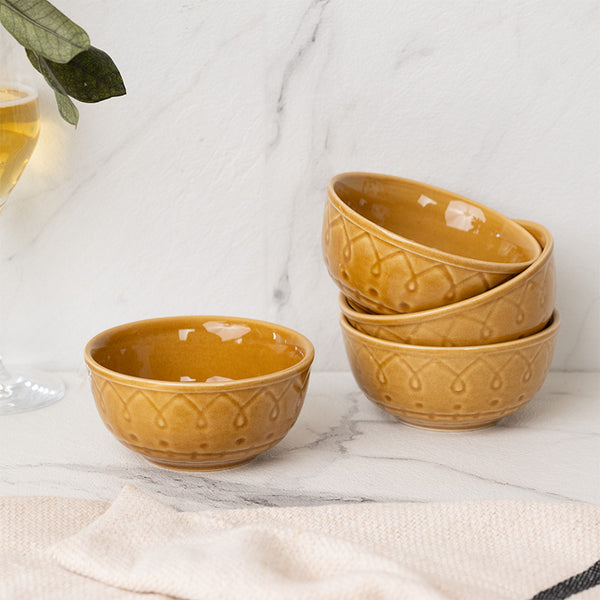 Buy Ekta Serving Bowl (Yellow) - Set Of Four Bowl from Vaaree