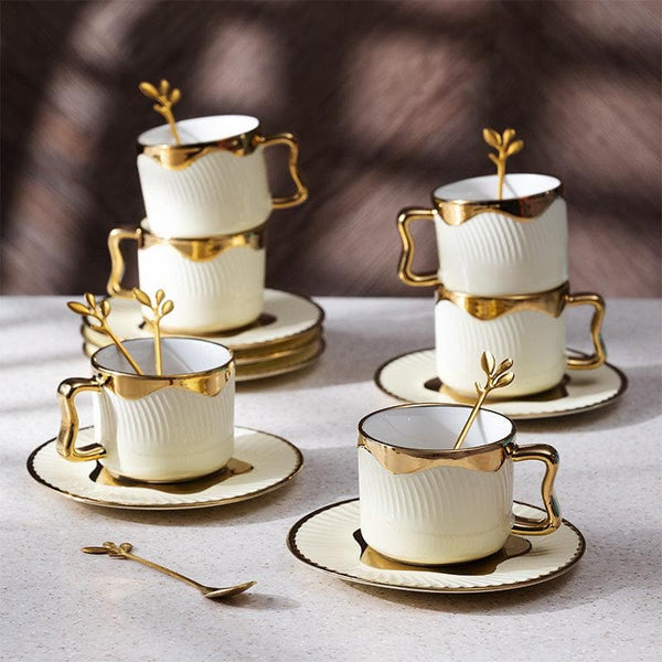 Buy Hairi Cup & Saucer (Beige) - Set Of Eighteen at Vaaree online | Beautiful Tea Cup & Saucer to choose from