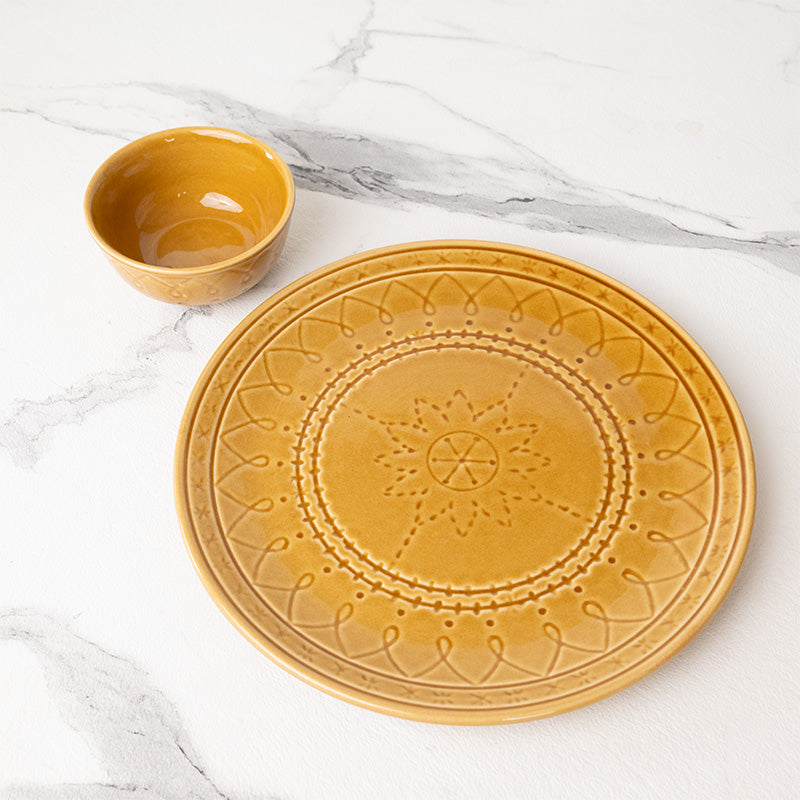 Dinner Set - Ekta Dinnerware (Yellow) - Four Piece Set