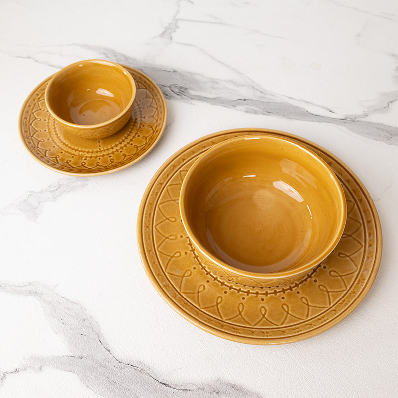 Dinner Set - Ekta Dinnerware (Yellow) - Fourteen Piece Set