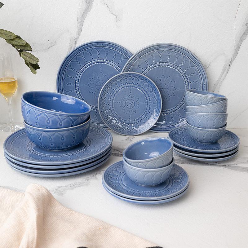 Buy Ekta Dinner Set (Mist Blue) - Twenty Piece Set Dinner Set from Vaaree