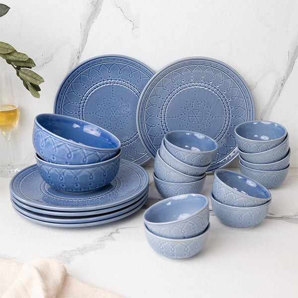 Dinner Set - Ekta Dinnerware (Mist Blue) - Twenty Piece Set