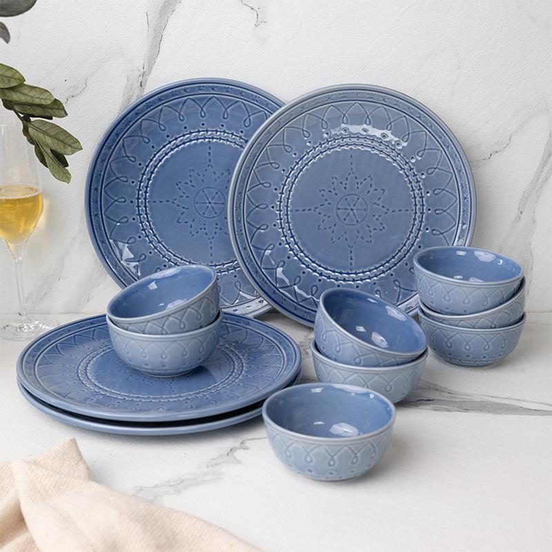 Buy Ekta Dining Set (Mist Blue) - Twelve Piece Set Dinner Set from Vaaree