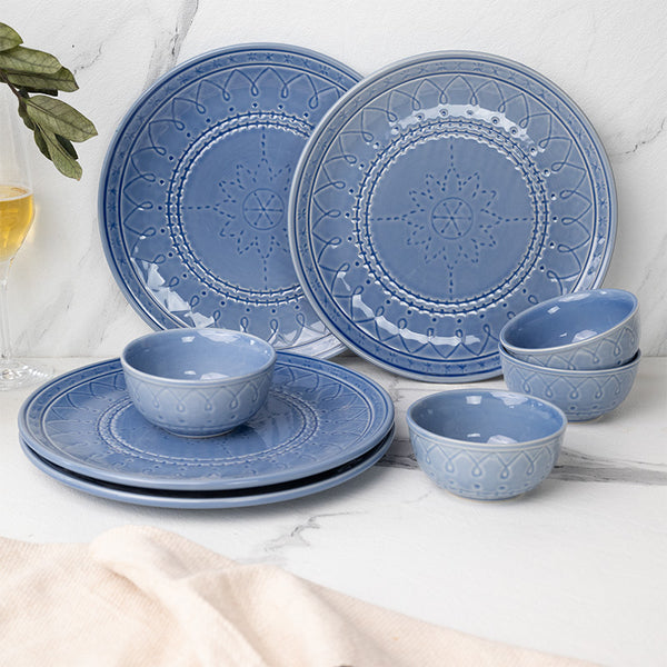 Dinner Set - Ekta Dinnerware (Mist Blue) - Eight Piece Set