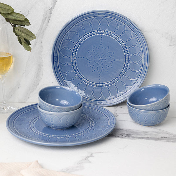 Dinner Set - Ekta Dinnerware (Mist Blue) - Six Piece Set