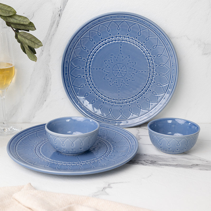 Dinner Set - Ekta Dinnerware (Mist Blue) - Four Piece Set