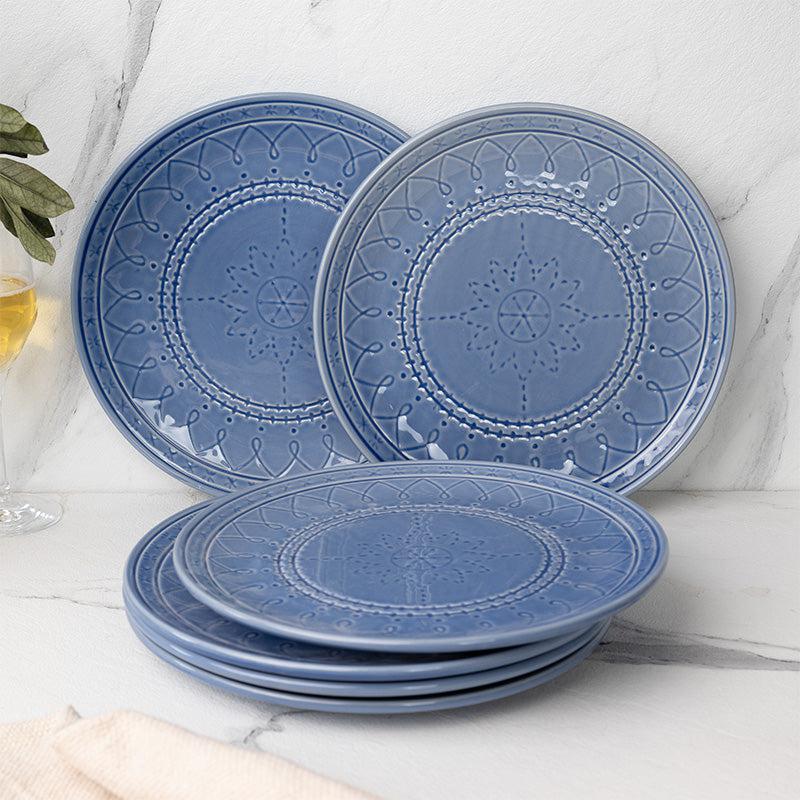 Buy Ekta Dinner Plate (Mist Blue) - Set Of Six Dinner Plate from Vaaree