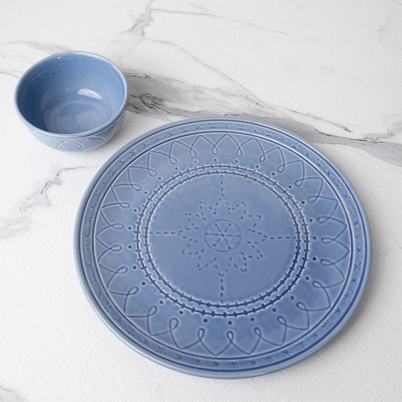 Dinner Set - Ekta Dinnerware (Mist Blue) - Twelve Piece Set