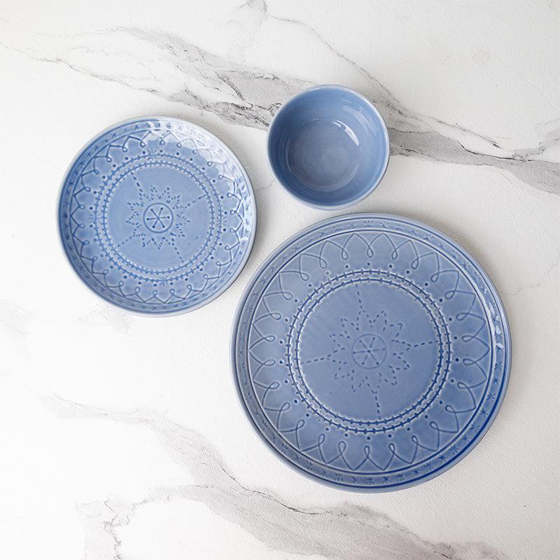 Buy Ekta Dinnerware (Mist Blue) - Eighteen Piece Set Dinner Set from Vaaree