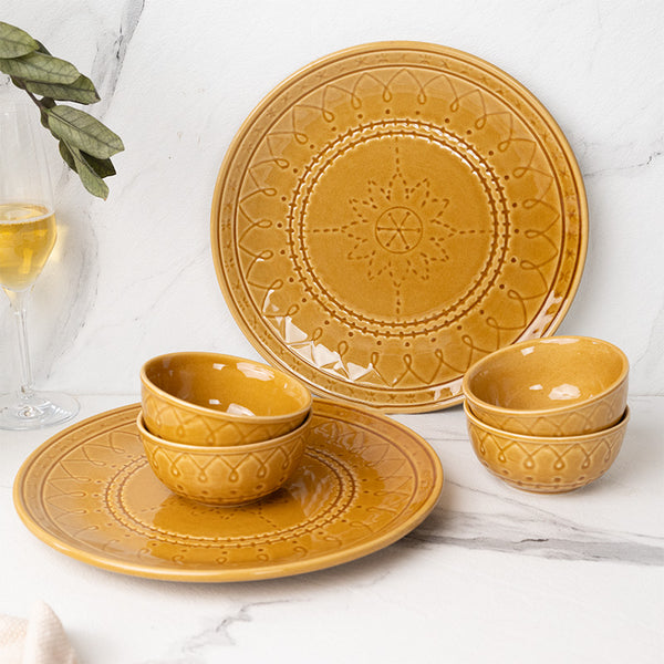 Dinner Set - Ekta Dinnerware (Yellow) - Six Piece Set