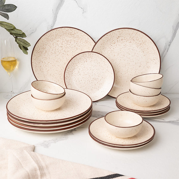 Dinner Set - Kestha Dinnerware (Beige) - Eighteen Piece Set