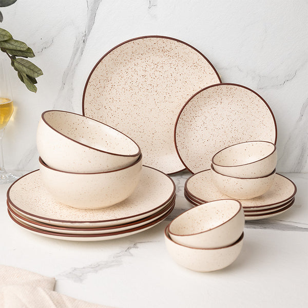 Dinner Set - Kestha Dinnerware (Beige) - Fourteen Piece Set