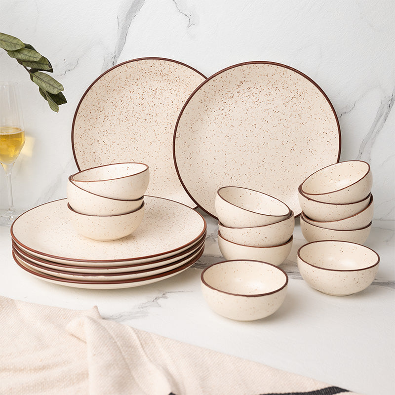 Dinner Set - Kestha Dinner Set (Beige) - Eighteen Piece Set