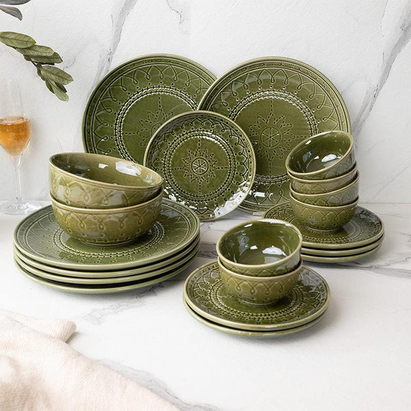 Buy Ekta Dinner Set (Moss Green) - Twenty Piece Set Dinner Set from Vaaree