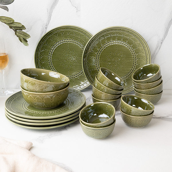 Dinner Set - Ekta Dinnerware (Moss Green) - Twenty Piece Set