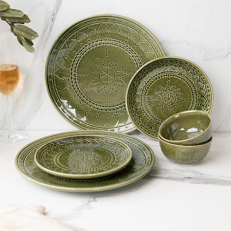 Buy Ekta Dining Set (Moss Green) - Six Piece Set Dinner Set from Vaaree