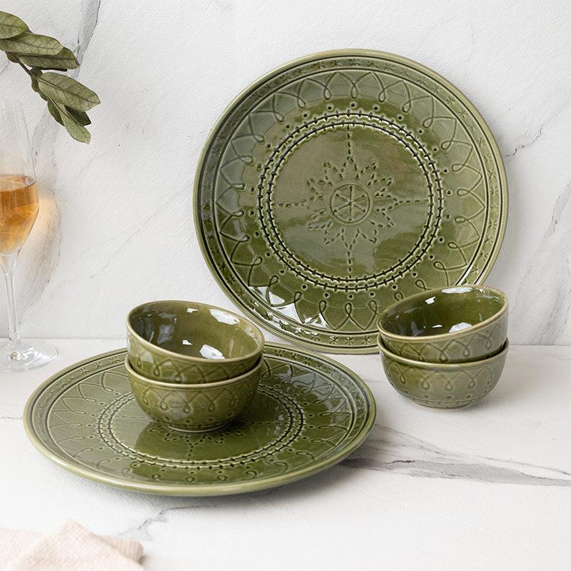 Buy Ekta Dinnerware (Moss Green) - Six Piece Set Dinner Set from Vaaree