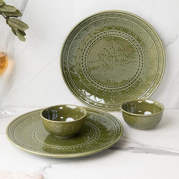 Buy Ekta Dinnerware (Moss Green) - Four Piece Set Dinner Set from Vaaree