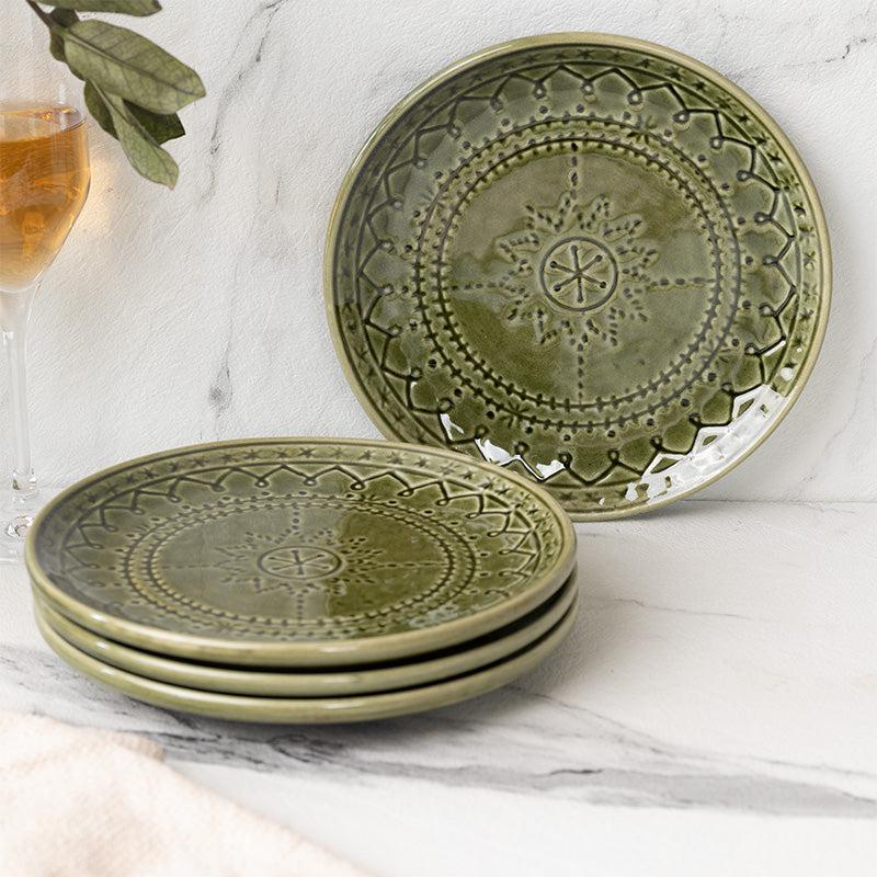 Buy Ekta Quarter Plate (Moss Green) - Set Of Four Quarter Plate from Vaaree