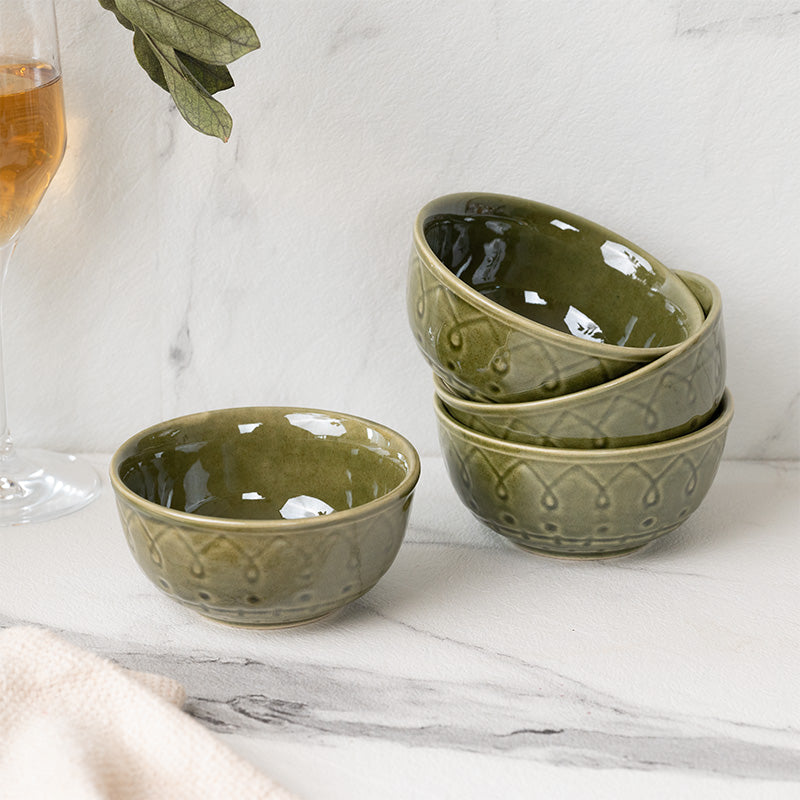 Buy Ekta Serving Bowl (Moss Green) - Set Of Four Bowl from Vaaree