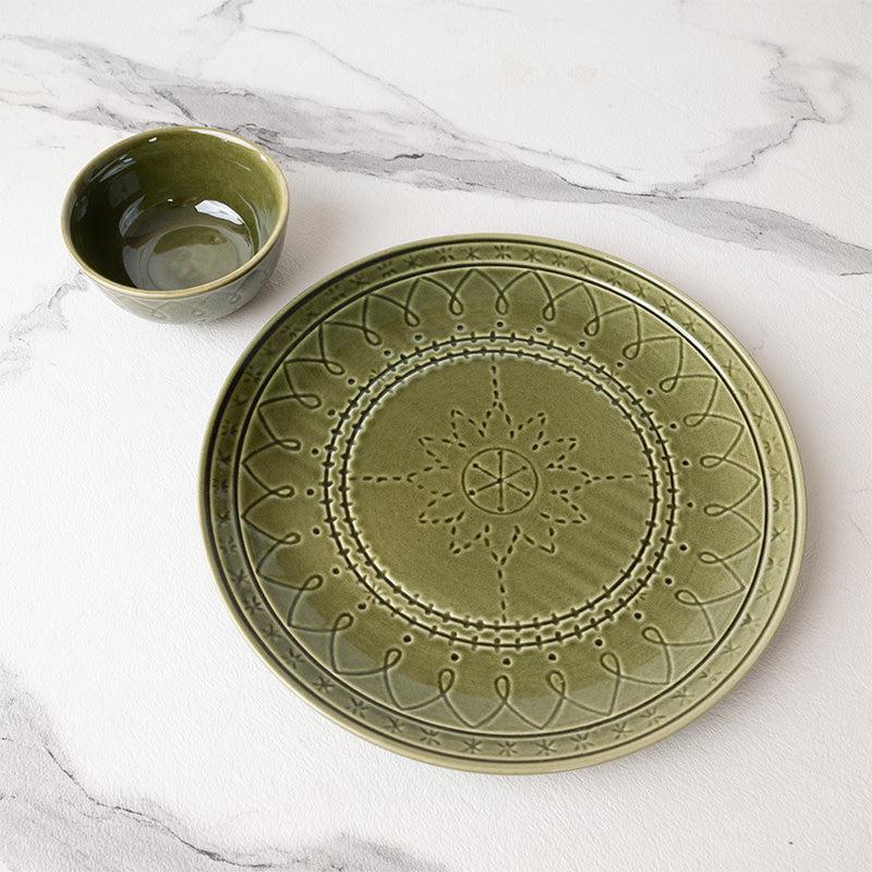 Buy Ekta Dinnerware (Moss Green) - Four Piece Set Dinner Set from Vaaree