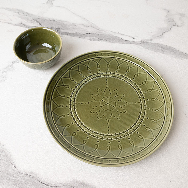 Dinner Set - Ekta Dinnerware (Moss Green) - Eight Piece Set