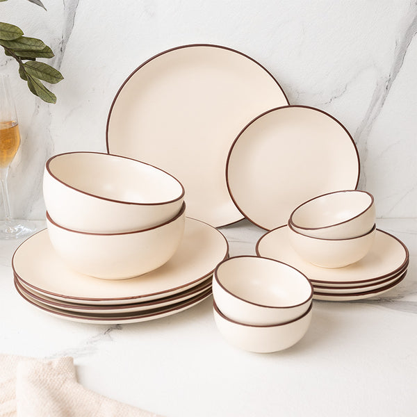 Buy Riddo Dinner Set (Off White) - Fourteen Piece Set Dinner Set from Vaaree