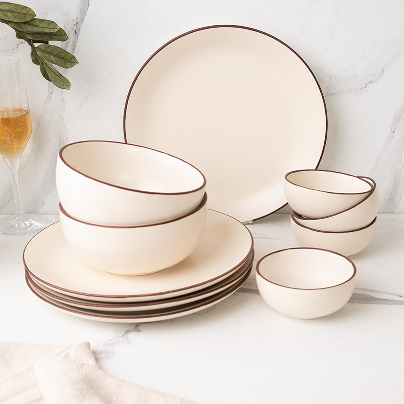 Buy Riddo Dinnerware (Off White) - Ten Piece Set Dinner Set from Vaaree