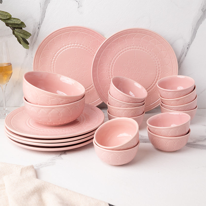 Dinner Set - Ekta Dinnerware (Pink) - Twenty Piece Set