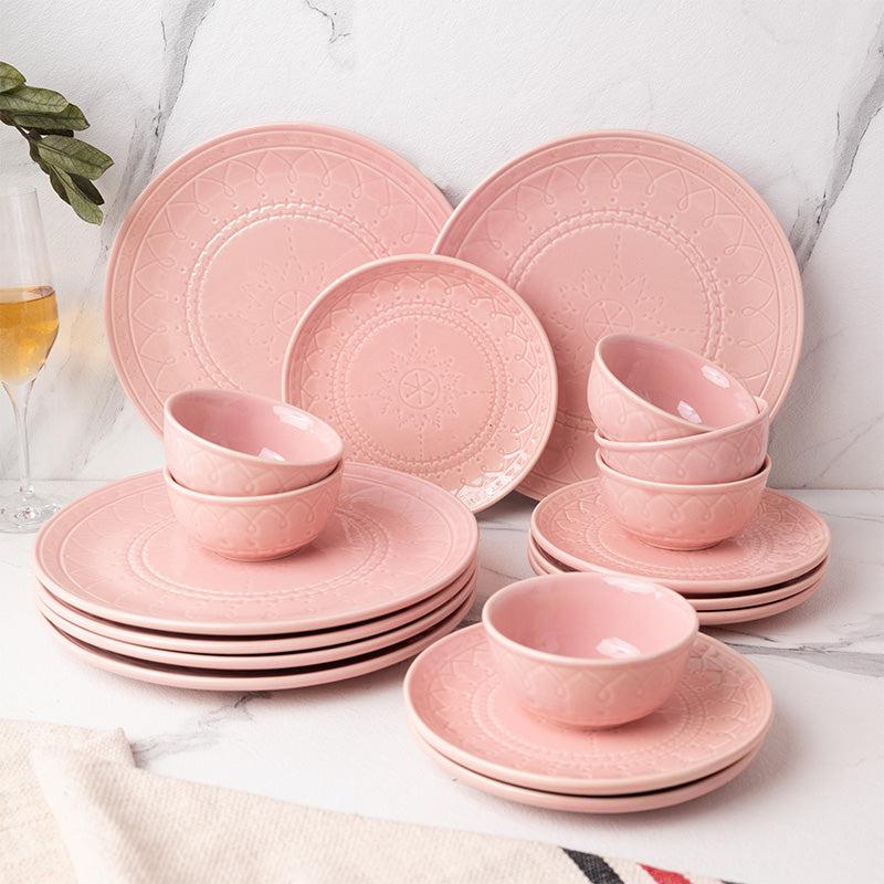 Buy Ekta Dinner Set (Pink) - Eighteen Piece Set Dinner Set from Vaaree