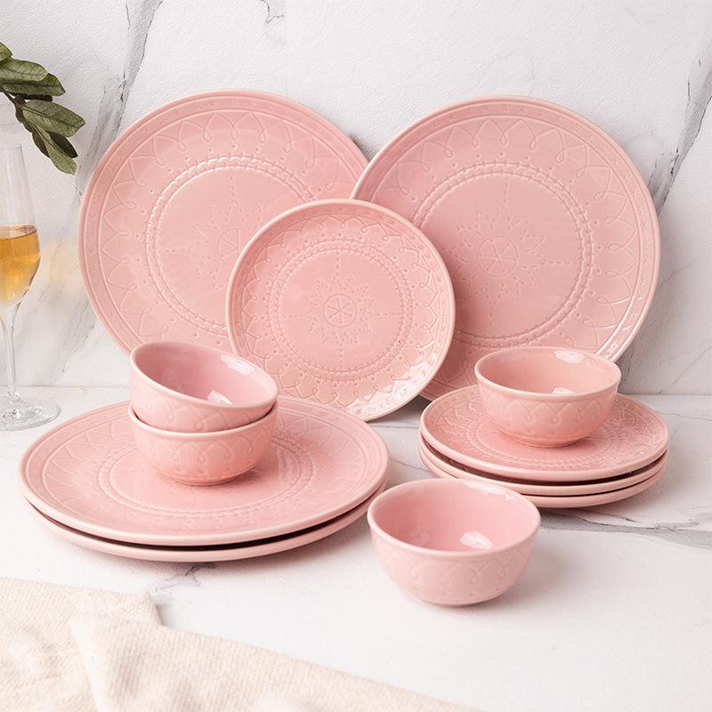 Buy Ekta Dinner Set (Pink) - Twelve Piece Set Dinner Set from Vaaree