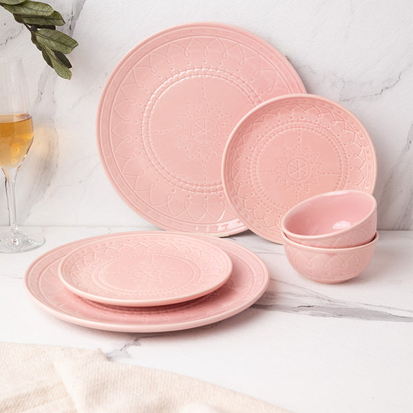 Dinner Set - Ekta Dining Set (Pink) - Six Piece Set