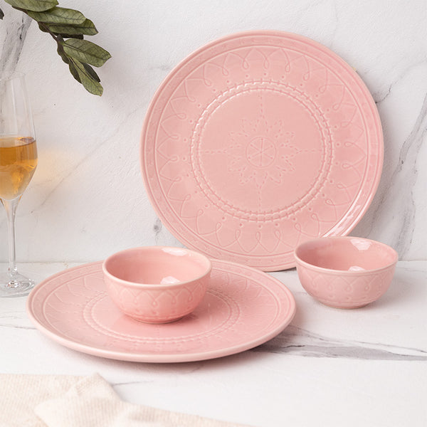 Dinner Set - Ekta Dinnerware (Pink) - Four Piece Set