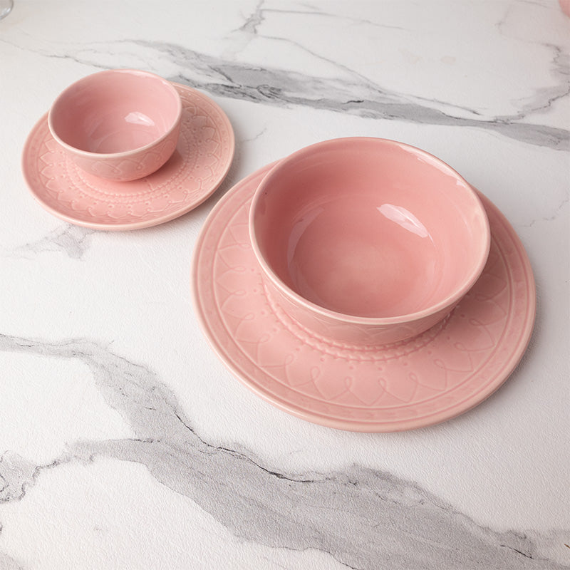 Buy Ekta Dinnerware (Pink) - Fourteen Piece Set Dinner Set from Vaaree