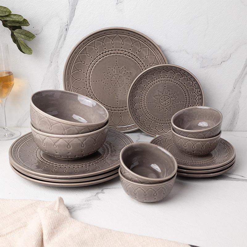 Buy Ekta Dinnerware (Ash Grey) - Fourteen Piece Set Dinner Set from Vaaree