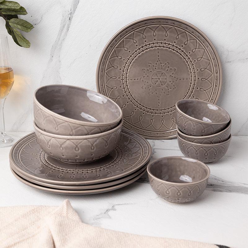 Buy Ekta Dinnerware (Ash Grey) - Ten Piece Set Dinner Set from Vaaree