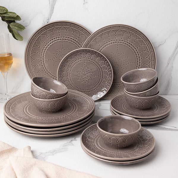 Dinner Set - Ekta Dinner Set (Ash Grey) - Eighteen Piece Set