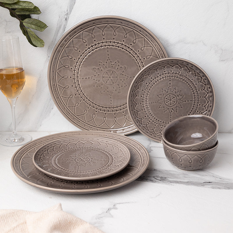 Dinner Set - Ekta Dinner Set (Ash Grey) - Six Piece Set