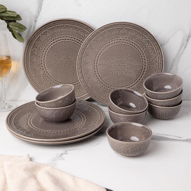 Buy Ekta Dinner Set (Ash Grey) - Twelve Piece Set Dinner Set from Vaaree