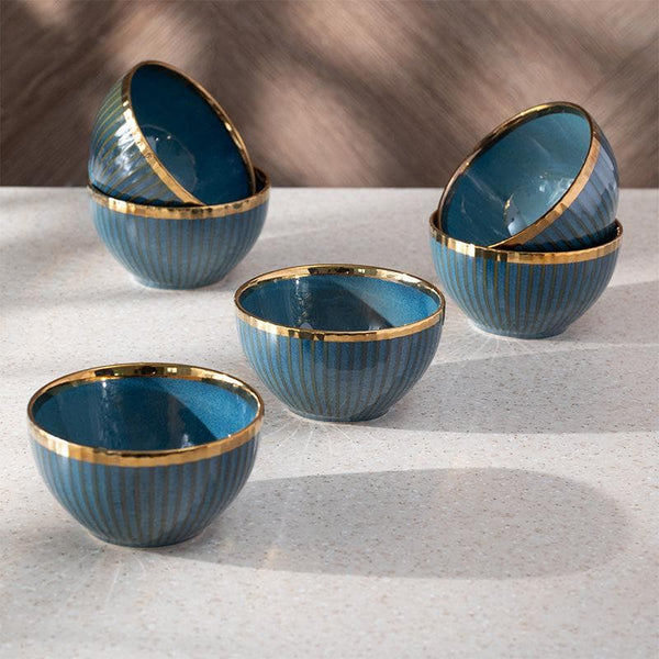 Buy Eldar Bowl (Blue Gold) - Set Of Six at Vaaree online | Beautiful Bowl to choose from