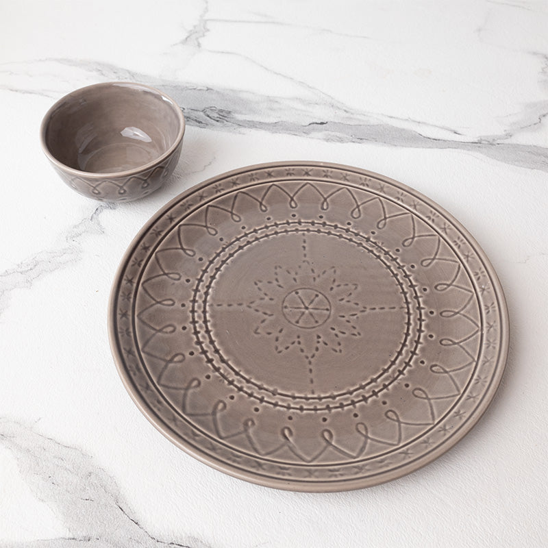 Dinner Set - Ekta Dinnerware (Ash Grey) - Four Piece Set