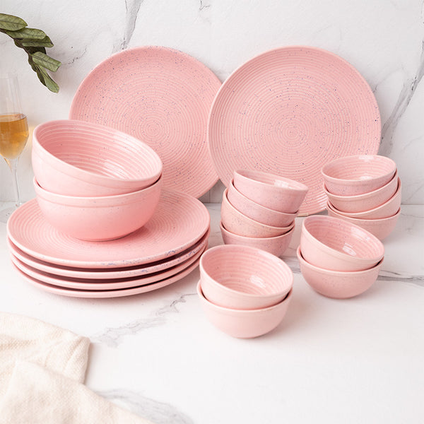 Dinner Set - Kestha Dinnerware (Pastel Pink) - Twenty Piece Set