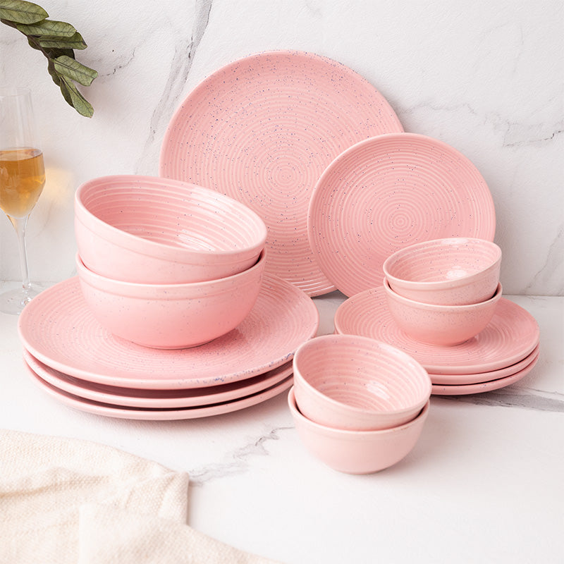 Dinner Set - Kestha Dinnerware (Pastel Pink) - Fourteen Piece Set